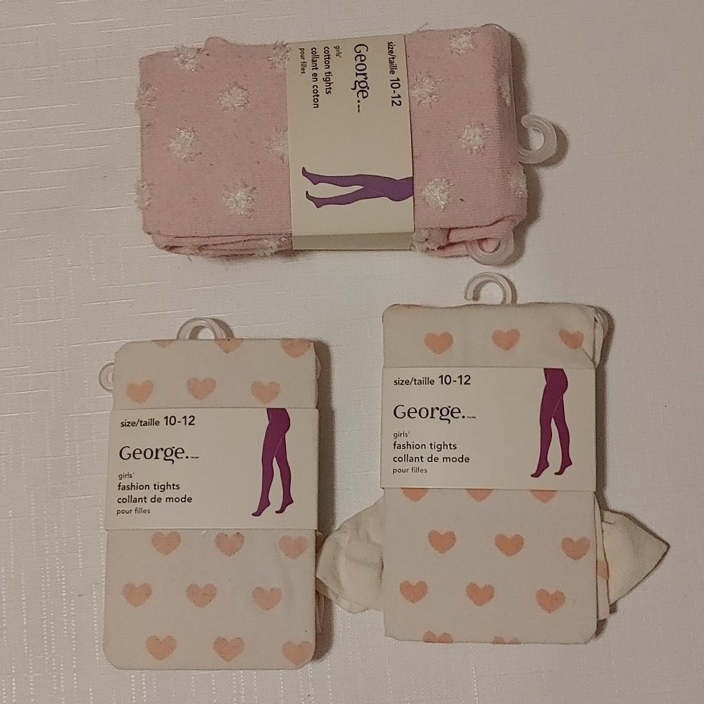Lot of Girls Tights Hearts Cold Weather 10-12